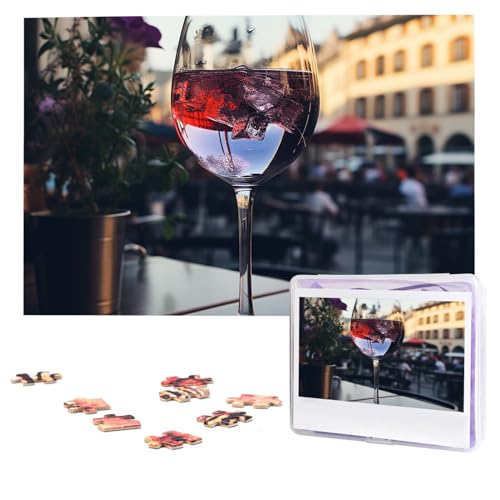 Weinglas-Puzzle, 1000 Teile, personalisiertes Puzzle, Foto-Puzzle für Erwachsene, anspruchsvolles Bilderpuzzle mit Aufbewahrungstasche, Puzzles für Männer und Frauen, Heimdekoration (74,9 x 50 cm) von HCLYvexiria