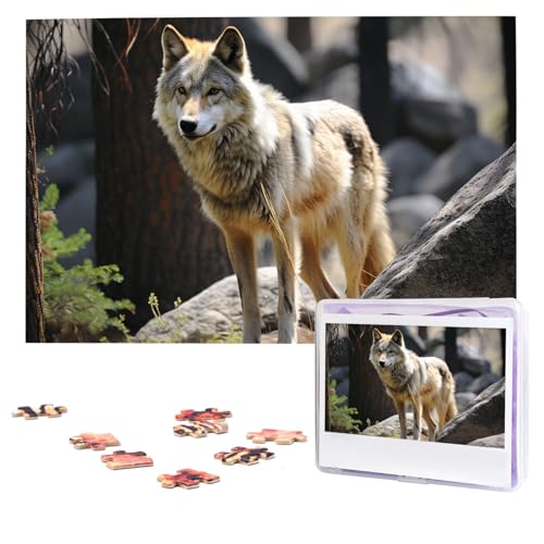 Wildlife Wolf Puzzles 1000 Teile Personalisierte Puzzles Fotos Puzzle für Erwachsene Herausforderndes Bilderpuzzle mit Aufbewahrungstasche Puzzles für Männer Frauen Heimdekoration (74,9 x 50 cm) von HCLYvexiria