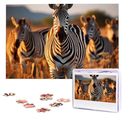 Zebras on Brown Grass Field Puzzles 1000 Pieces Personalized Jigsaw Puzzles Photos Puzzle for Adults Challenging Picture Puzzle with Storage Bag Puzzles for Men Women Home Decor (74.9 cm x 50.0 cm) von HCLYvexiria