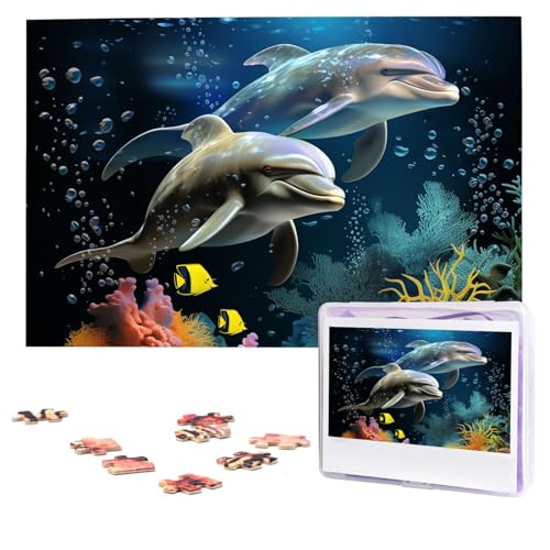 Zwei Delfin- und Fisch-Puzzles, 1000 Teile, personalisiertes Puzzle, Foto-Puzzle für Erwachsene, anspruchsvolles Bilderpuzzle mit Aufbewahrungstasche, Puzzles für Männer und Frauen, Heimdekoration Zwei Delfin- und Fisch-Puzzles, 1000 Teile, personalisiertes Puzzle, Foto-Puzzle für Erwachsene, anspruchsvolles Bilderpuzzle mit Aufbewahrungstasche, Puzzles für Männer und Frauen, Heimdekoration von HCLYvexiria