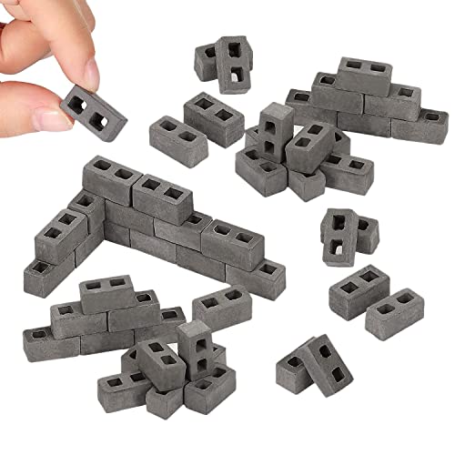 HCLZOE 60 Packungen Cinder Blocks MaßStab 1:12 Mini Bricks Beton Miniatur Bricks Winzige Landschaft Gestaltung Puppenhaus ZubehöR von HCLZOE