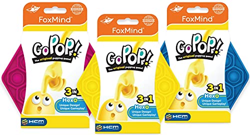 GoPop™ Hexo - Das Original - Trend Fidget, Bubble, Push Pop, Reisespiel, Logikspiel, Alltagsstress, Nervosität - HCM Kinzel - 55185, Gelb, Blau, Pink von HCM Kinzel