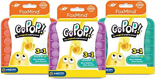 GoPop Quadro - Das Original - Trend Fidget, Bubble, Push Pop, Reisespiel, Logikspiel, Alltagsstress, Nervosität - HCM Kinzel - 55184 Lila, Türkis, Orange von HCM Kinzel