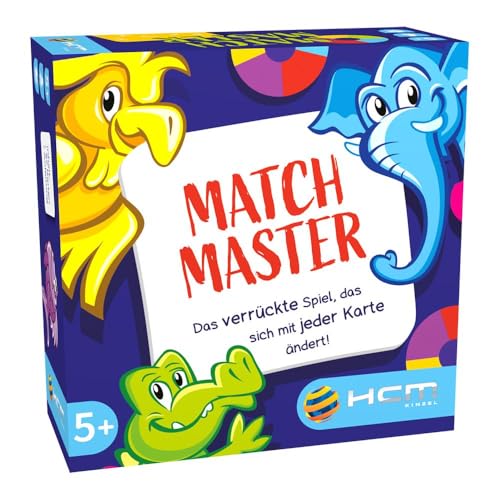 HCM Kinzel 55163 Animals Match Master-Kartenspiel-Reaktion, Schnelligkeit & Aufmerksamkeit mit Tieren, Farben & Zahlen-für 2-6 Spieler ab 5 Jahren-55163, Mehrfarbig von HCM Kinzel