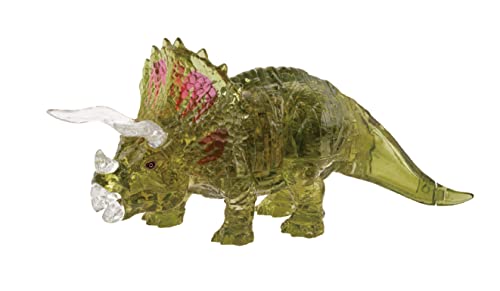 HCM Kinzel 90271 59204-3D Crystal Triceratops mit Nest und Eiern-Steckpuzzle, Puzzle für Erwachsene und Kinder-61 Teile-grün, transparent von HCM Kinzel