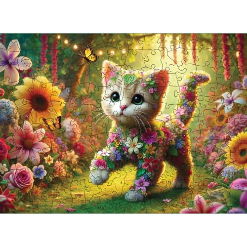 HCM Kinzel - Holzpuzzle - Katze im Garten, 150 Teile, einzigartiges Design, hochwertige Verarbeitung, leuchtende Farben, langlebige Premium-Qualität HCM Kinzel - Holzpuzzle - Katze im Garten, 150 Teile, einzigartiges Design, hochwertige Verarbeitung, leuchtende Farben, langlebige Premium-Qualität von HCM Kinzel