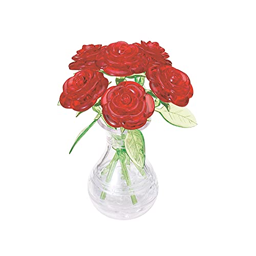 Crystal Puzzle | 3D Rote Rosen in der Vase Rot | Transparentes Design | 47 Teile | Bausatz für Kinder und Erwachsene | HCM Kinzel von HCM Kinzel