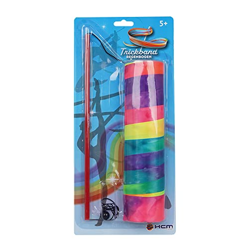 HCM Kinzel Trickband Regenbogen – 2 m langes Seidenband mit Griffstab für kreative Bewegungsspiele, Zirkustricks und tänzerische Figuren, ab 5 Jahren von HCM Kinzel