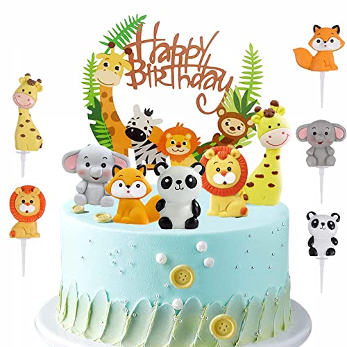 HCRXVV Tortendeko Wald Tiere,5 Waldtiere Figuren 1 Happy Birthday Tortendeko,Dschungel Tortenaufleger Geburtstag Baby Junge für Torten Kinder-Fuchs Tortendeko Giraffe Elefant Panda Löwe HCRXVV Tortendeko Wald Tiere,5 Waldtiere Figuren 1 Happy Birthday Tortendeko,Dschungel Tortenaufleger Geburtstag Baby Junge für Torten Kinder-Fuchs Tortendeko Giraffe Elefant Panda Löwe von HCRXVV
