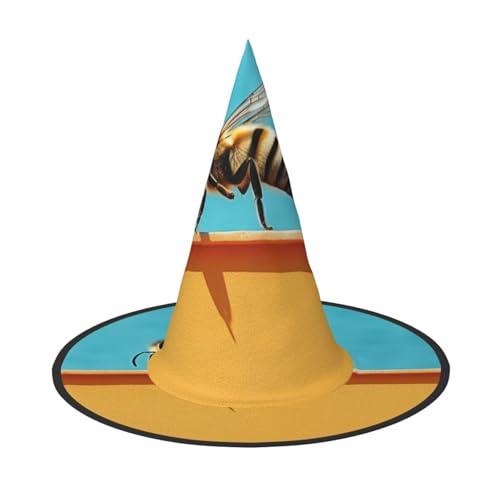 Biene Nahaufnahme Malerei Halloween Hexen Hüte Hexen Stirnbänder Zauberer Hut Kostüm Zubehör Cosplay für Party Maskerade Faltbar 1 von HCVXBSA
