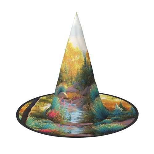 Bunte Landschaftsmalerei, Halloween, Hexenhüte, Hexen-Stirnbänder, Zaubererhut, Kostüm, Zubehör, Cosplay, für Party, Maskerade, faltbar, 3 Stück von HCVXBSA