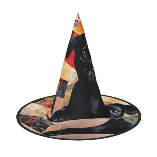 Ein Gemälde eines niedlichen Hundes, Halloween-Hexenhut, Hexenhut, Stirnbänder, Zaubererhut, Kostüm, Zubehör, Cosplay, für Party, Maskerade, faltbar, 2 Stück Ein Gemälde eines niedlichen Hundes, Halloween-Hexenhut, Hexenhut, Stirnbänder, Zaubererhut, Kostüm, Zubehör, Cosplay, für Party, Maskerade, faltbar, 2 Stück von HCVXBSA