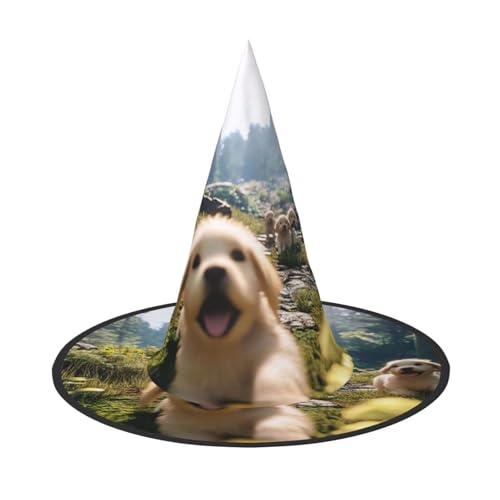 Ein lebendiger kleiner Hund Halloween Hexen Hüte Hexen Stirnbänder Zauberer Hut Kostüm Zubehör Cosplay für Party Maskerade Faltbar 1 Ein lebendiger kleiner Hund Halloween Hexen Hüte Hexen Stirnbänder Zauberer Hut Kostüm Zubehör Cosplay für Party Maskerade Faltbar 1 von HCVXBSA
