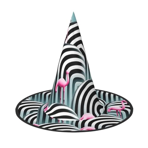 Flamingo Halloween-Hexenhüte, Hexen-Stirnbänder, Zaubererhut, Kostüm, Zubehör, Cosplay, für Party, Maskerade, faltbar, 3 Stück von HCVXBSA