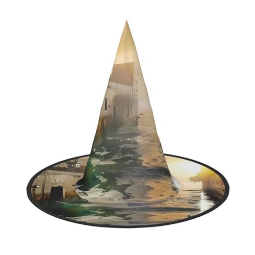 Fließender optischer Fluss, Halloween-Hexenhüte, Hexen-Stirnbänder, Zaubererhut, Kostüm, Zubehör, Cosplay, für Party, Maskerade, faltbar, 2 Stück von HCVXBSA
