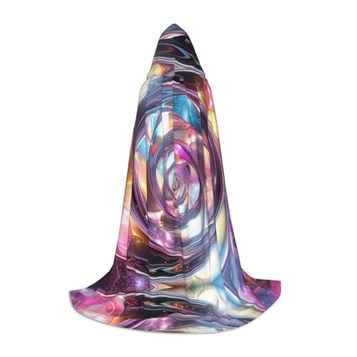 HCVXBSA Bunter fraktaler Wirbel-Umhang mit Kapuze, für Damen und Herren, Zauberer-Umhang, langlebig und bequem, langer Umhang für Halloween, Cosplay, Partys, Größe S HCVXBSA Bunter fraktaler Wirbel-Umhang mit Kapuze, für Damen und Herren, Zauberer-Umhang, langlebig und bequem, langer Umhang für Halloween, Cosplay, Partys, Größe S von HCVXBSA