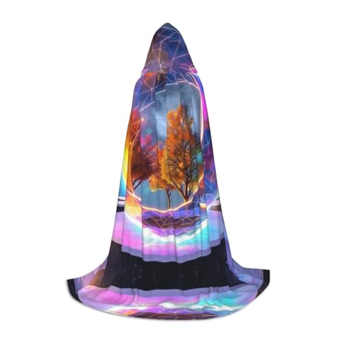 HCVXBSA Dream Ball schwarzer Kapuzenumhang für Damen und Herren, Zauberer-Umhang, langlebig, bequem, langer Umhang für Halloween, Cosplay, Partys, Größe L von HCVXBSA