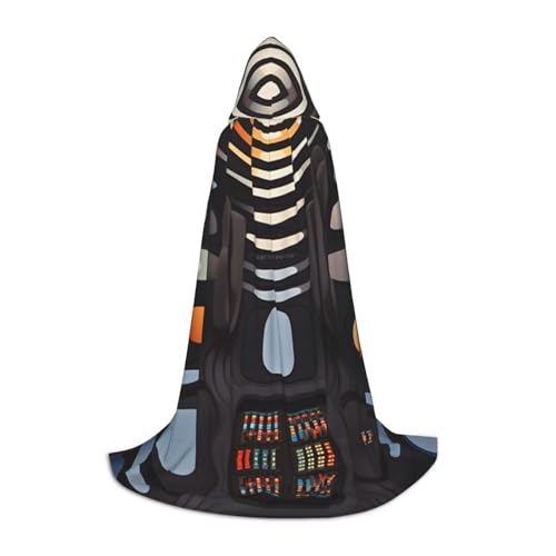 HCVXBSA Interieur von High-Tech-Raumschiff-Umhang mit Kapuze für Männer und Frauen, Zauberer-Umhang, langlebig und bequem, langer Umhang für Halloween, Cosplay, Partys, Größe S von HCVXBSA