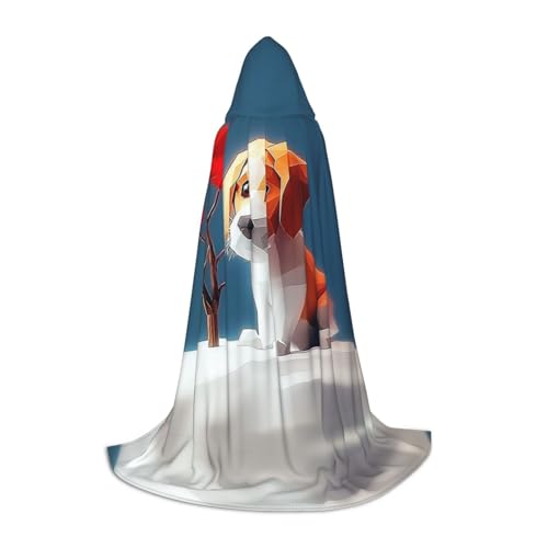 HCVXBSA Kleiner Hunde-Umhang mit Blumenmuster, schwarzer Kapuzenumhang für Männer und Frauen, Zauberer-Umhang, langlebig, bequem, langer Umhang für Halloween, Cosplay, Partys, Größe S von HCVXBSA