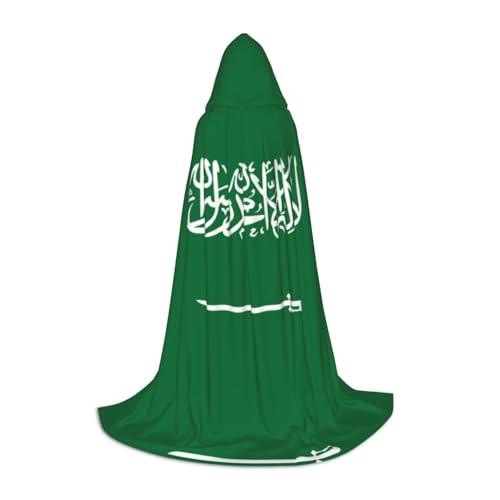 HCVXBSA Schwarzer Kapuzenumhang mit Flagge Saudi-Arabiens für Männer und Frauen, Zauberer-Umhang, langlebig, bequem, langer Umhang für Halloween, Cosplay, Partys, Größe L HCVXBSA Schwarzer Kapuzenumhang mit Flagge Saudi-Arabiens für Männer und Frauen, Zauberer-Umhang, langlebig, bequem, langer Umhang für Halloween, Cosplay, Partys, Größe L von HCVXBSA