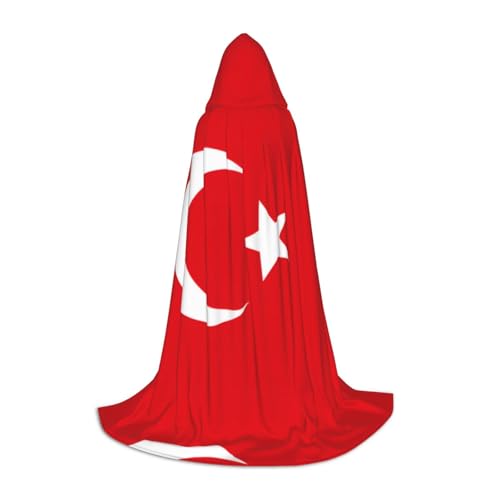 HCVXBSA Schwarzer Kapuzenumhang mit Flagge der Türkei für Männer und Frauen, Zauberer-Umhang, langlebig, bequem, langer Umhang für Halloween, Cosplay, Partys, Größe L HCVXBSA Schwarzer Kapuzenumhang mit Flagge der Türkei für Männer und Frauen, Zauberer-Umhang, langlebig, bequem, langer Umhang für Halloween, Cosplay, Partys, Größe L von HCVXBSA