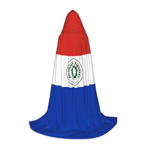 HCVXBSA Schwarzer Kapuzenumhang mit Flagge von Paraguay, für Männer und Frauen, Zauberer-Umhang, langlebig, bequem, langer Umhang für Halloween, Cosplay, Partys, Größe M von HCVXBSA
