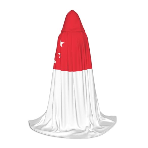 HCVXBSA Schwarzer Kapuzenumhang mit Singapur-Flagge, für Damen und Herren, Zauberer-Umhang, langlebig, bequem, langer Umhang für Halloween, Cosplay, Partys, Größe M von HCVXBSA