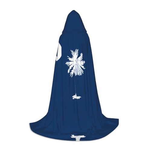 HCVXBSA Schwarzer Kapuzenumhang mit South Carolina-Flagge, für Damen und Herren, Zauberer-Umhang, langlebig, bequem, langer Umhang für Halloween, Cosplay, Partys, Größe M von HCVXBSA
