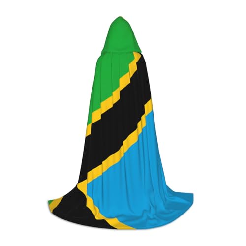 HCVXBSA Schwarzer Kapuzenumhang mit Tansania-Flagge, für Damen und Herren, Zauberer-Umhang, langlebig, bequem, langer Umhang für Halloween, Cosplay, Partys, Größe S HCVXBSA Schwarzer Kapuzenumhang mit Tansania-Flagge, für Damen und Herren, Zauberer-Umhang, langlebig, bequem, langer Umhang für Halloween, Cosplay, Partys, Größe S von HCVXBSA