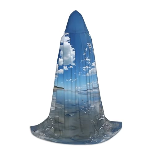 HCVXBSA Schwarzer Kapuzenumhang mit blauem Himmel und weißen Wolken für Damen und Herren, Zauberer-Umhang, langlebig und bequem, langer Umhang für Halloween, Cosplay, Partys, Größe M HCVXBSA Schwarzer Kapuzenumhang mit blauem Himmel und weißen Wolken für Damen und Herren, Zauberer-Umhang, langlebig und bequem, langer Umhang für Halloween, Cosplay, Partys, Größe M von HCVXBSA