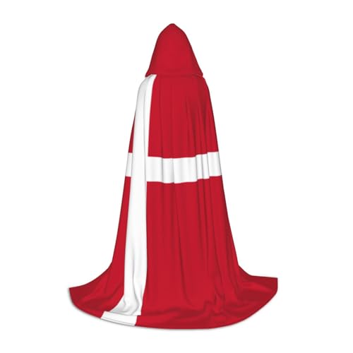 HCVXBSA Schwarzer Kapuzenumhang mit dänischer Flagge, für Damen und Herren, Zauberer-Umhang, langlebig, bequem, langer Umhang für Halloween, Cosplay, Partys, Größe S HCVXBSA Schwarzer Kapuzenumhang mit dänischer Flagge, für Damen und Herren, Zauberer-Umhang, langlebig, bequem, langer Umhang für Halloween, Cosplay, Partys, Größe S von HCVXBSA