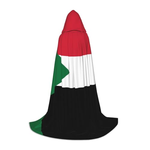 HCVXBSA Schwarzer Kapuzenumhang mit sudanesischer Flagge, für Damen und Herren, Zauberer-Umhang, langlebig, bequem, langer Umhang für Halloween, Cosplay, Partys, Größe L HCVXBSA Schwarzer Kapuzenumhang mit sudanesischer Flagge, für Damen und Herren, Zauberer-Umhang, langlebig, bequem, langer Umhang für Halloween, Cosplay, Partys, Größe L von HCVXBSA