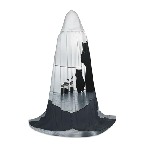 HCVXBSA Tears of Black Oil Schwarzer Kapuzenumhang für Damen und Herren, Zauberer-Umhang, langlebig und bequem, langer Umhang für Halloween, Cosplay, Partys, Größe M von HCVXBSA