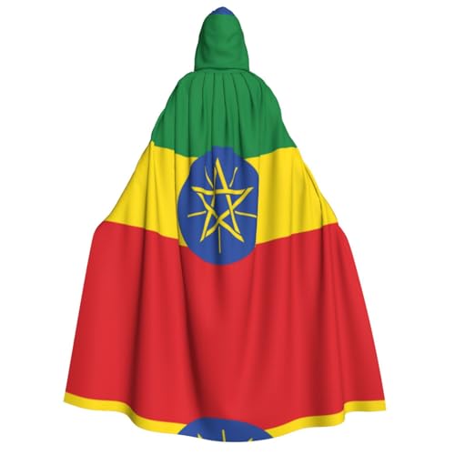 HCVXBSA Umhang mit Kapuze für Erwachsene für Damen und Herren, perfekt für Halloween, Motto-Partys, Rollenspiel-Flagge von Äthiopien von HCVXBSA