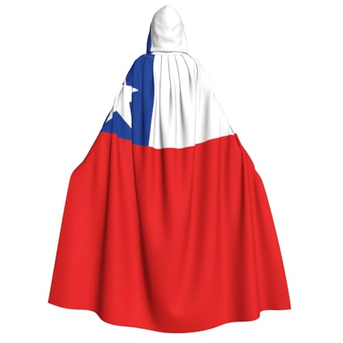HCVXBSA Umhang mit Kapuze für Erwachsene für Damen und Herren, perfekt für Halloween, Motto-Partys, Rollenspiel-Flagge von Chile von HCVXBSA