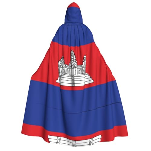HCVXBSA Umhang mit Kapuze für Erwachsene für Damen und Herren, perfekt für Halloween, Motto-Partys, Rollenspiele, Kambodscha-Flagge von HCVXBSA