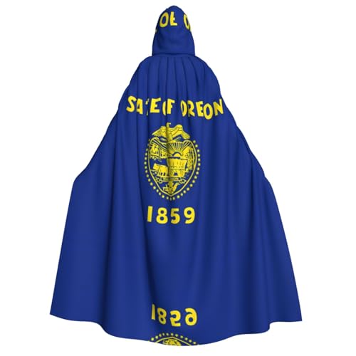 HCVXBSA Umhang mit Kapuze für Erwachsene für Damen und Herren, perfekt für Halloween, Motto-Partys, Rollenspiele, Oregon-Flagge von HCVXBSA