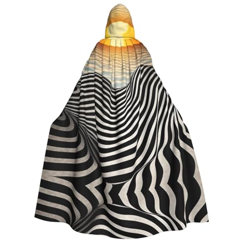 HCVXBSA Umhang mit Kapuze für Erwachsene für Damen und Herren, perfekt für Halloween, Motto-Partys, Rollenspiele, Sonnenuntergang, psychedelisch von HCVXBSA