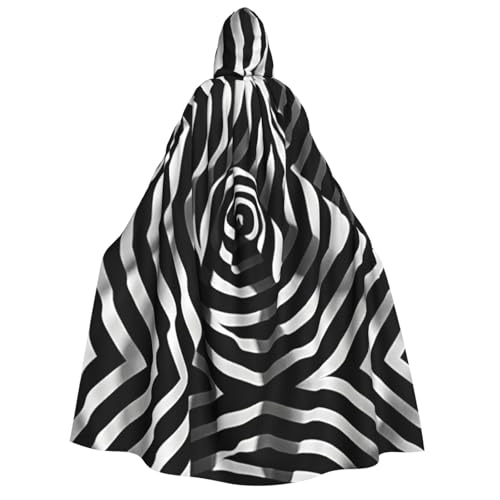 HCVXBSA Umhang mit Kapuze für Erwachsene für Damen und Herren, perfekt für Halloween, Motto-Partys, Rollenspiele, Zebra Op Art von HCVXBSA