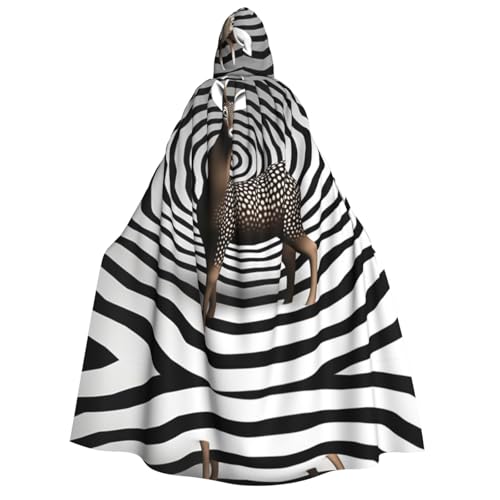 HCVXBSA Umhang mit Kapuze für Erwachsene für Damen und Herren, perfekt für Halloween, Motto-Partys, Rollenspiele, Zebrastreifen, weibliches Hirsch von HCVXBSA
