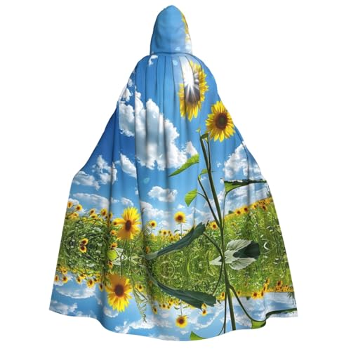 HCVXBSA Umhang mit Kapuze für Erwachsene für Damen und Herren, perfekt für Halloween, Motto-Partys, Rollenspiele, blauer Himmel, weiße Wolken, Sonnenblumen HCVXBSA Umhang mit Kapuze für Erwachsene für Damen und Herren, perfekt für Halloween, Motto-Partys, Rollenspiele, blauer Himmel, weiße Wolken, Sonnenblumen von HCVXBSA