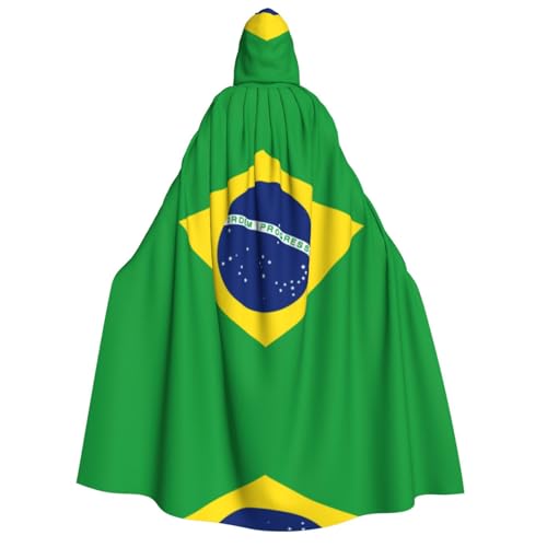HCVXBSA Umhang mit Kapuze für Erwachsene für Damen und Herren, perfekt für Halloween, Motto-Partys, Rollenspiele, brasilianische Flagge von HCVXBSA