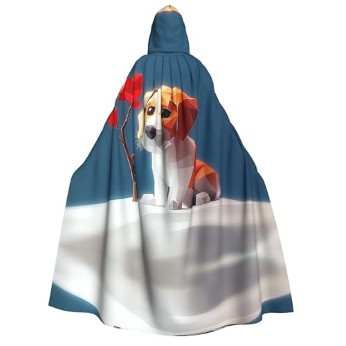 HCVXBSA Umhang mit Kapuze für Erwachsene für Damen und Herren, perfekt für Halloween, Motto-Partys, Rollenspiele, kleine Hundeblumen von HCVXBSA