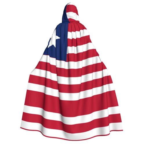 HCVXBSA Umhang mit Kapuze für Erwachsene für Damen und Herren, perfekt für Halloween, Motto-Partys, Rollenspiele, liberianische Flagge von HCVXBSA