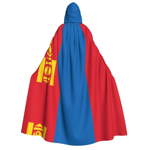 HCVXBSA Umhang mit Kapuze für Erwachsene für Damen und Herren, perfekt für Halloween, Motto-Partys, Rollenspiele, mongolische Flagge von HCVXBSA