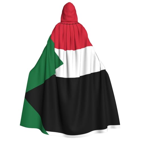 HCVXBSA Umhang mit Kapuze für Erwachsene für Damen und Herren, perfekt für Halloween, Motto-Partys, Rollenspiele, sudanesische Flagge, Schwarz, Einheitsgr��e von HCVXBSA