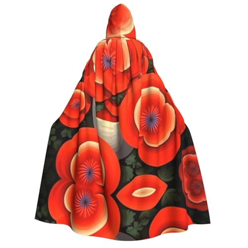 HCVXBSA Umhang mit Kapuze für Erwachsene für Damen und Herren, perfekt für Halloween, Motto-Partys, Rollenspiele, übertriebene Blumen von HCVXBSA