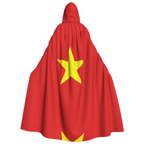 HCVXBSA Umhang mit Kapuze für Erwachsene für Damen und Herren, perfekt für Halloween, Motto-Partys, Rollenspiele, vietnamesische Flagge von HCVXBSA