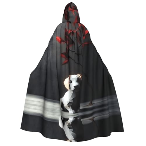 HCVXBSA Umhang mit Kapuze für Erwachsene für Männer und Frauen, perfekt für Halloween, Motto-Partys, Rollenspiele, trauriger kleiner Hund von HCVXBSA