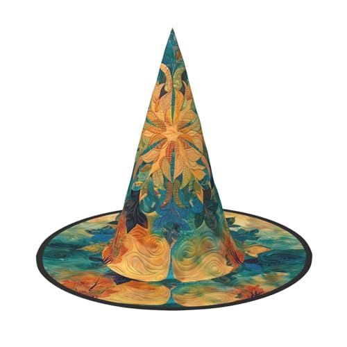Halloween-Hexenhüte mit gelben Blättern, Hexenhut, Zaubererhut, Kostüm, Zubehör, Cosplay, für Party, Maskerade, faltbar, 3 Stück von HCVXBSA